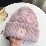 Bonnyshow Unisex Winter Warm Beanie Cap Men Large Head Thicken Woolen Embroidery Letter Skullies Hat Women Outdoor Casual Loose Bonnet