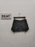 Bonnyshow  Fashion Fake 2 Piece Denim Shorts Women's High Waist A-line Irregular Hem Patchwork Designe Short Pants Summer New Tide