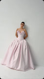 Bonnyshow Couture Blush Pink 3D Flower Long Evening Dresses Princess Flower A-line Women Formal Party Dress Lace Up Back