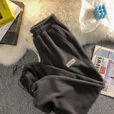 Bonnyshow  Loose Lamb Wool Velvet leggings Autumn Winter Women Casual Sports Pants Thick Fleece Warm Sweatpants Baggy Joggers Trousers