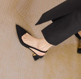 Bonnyshow  Black Sandals Women Summer New Fashion Women's Pointed Square Heel Sandals Pumps Women Shoes Office Dress Shoes Sexy High Shoes