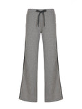 Bonnyshow  Grey Loose Straight Sweatpants Streetwear y2k Lace-up Low Rise Side Striped Stitching Casual Pants Women Harajuku Capris