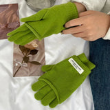 Bonnyshow Korean Women Cashmere Gloves Solid Label Dual-purpose Detachable Knitted Vest Gloves Fingerless Gloves Girl Y2k Accessories