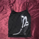 Bonnyshow  Punk Streetwear Black Casual Camisole Crop Tops Women's Grunge Gothic Tee Y2k Style Clothes Punk Slim Girl Baby Gothic Emo Girls