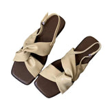 Bonnyshow  New Summer Women Sandals Fashion Simple Versatile Women Shoes Elegant Classic Retro Flats Breathable Daily Buckle Strap Sandals