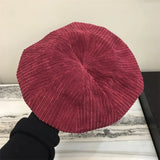 Bonnyshow Hat Beanie Cap Show Face Small Corduroy Beret women's Fashion Painter Hat Retro Autumn Winter Octagonal Hats
