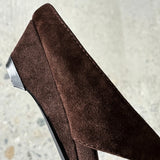 Bonnyshow  Women's natural suede leather narrow band slip-on summer 2.5cm kitten heel slides sandals elegant ladies slim dress shoes woman