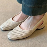 Bonnyshow  Shallow-mouthed Square Toe French Anti-slip Low-heeled Sandals, Summer Bag Toe Retro Style, Breathable Soft-soled Casual Shoes