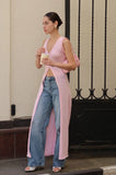 Bonnyshow  Summer Fashion Cardigan Robes Solid V-Neck Single Breasted Sleeveless Dresses Casual Loose Commuter Street Dress Women