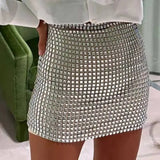 Bonnyshow Women Mini Skirts Sexy Hot Girl Sequined Light-Reflecting & Short Type Sheath Skirt Carnival Party Clothing New Dress