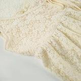 Bonnyshow  Fashion Lace Sheer Chic Summer New Women T-Shirts Fake 2 Piece Sweet Cute Bow Solid Blouses