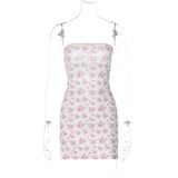 Bonnyshow  Women'S Fresh And Sweet Style New Sexy Wrapped Chest, Hip, And Back Versatile Floral Dress, One Piece Hair Replacement