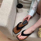 Bonnyshow  Retro Style Summer Women Fashion Clip Toe Slippers Casual Comfort Wedges Heel Beach Vacation Slides Shoes