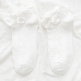 Bonnyshow White Lolita Japanese Frilly Ruffle Socks Women Socks Solid White Black Meshes Lace Girls Sweet Harajuku Kawaii Cute Short Socks