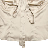 Bonnyshow  Sexy Strapless Hanging Collar Satin Tight Tie Women Top Vest Elegant Backless Slim Female Vest Spring/summer New 2025
