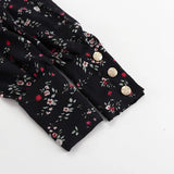 Bonnyshow  High Waist Floral Long Dress For Women Ruffled Splice Laple Long Sleeve Party Vacation Clothes Lady Retro Elegant Dress