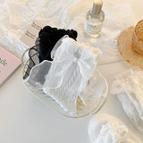 Bonnyshow Lolita Bow Lace Socks for Girls Japanese Black White Ruffle JK Sock Women Summer Soft Cotton Thin Middle Tube Socks