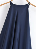 Bonnyshow  Summer Halter Backless Solid Silk Dresses Sleeveless Satin Minimalist 2025 Summer Elegant Evening Vestido Beach Party Lady Robe