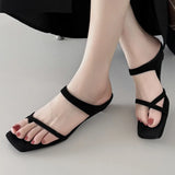 Bonnyshow  Women's natural suede leather narrow band slip-on summer 2.5cm kitten heel slides sandals elegant ladies slim dress shoes woman