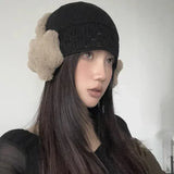 Bonnyshow Star Fluffy Ear Muffs Earplugs Cold Protection Woman Ear Cover Solid Plush Earmuffs Warm Headphones Girl Accessories Gifts