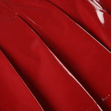 Bonnyshow Autumn Winter Christmas Red PU Leather Mini Pleated Skirts Fashion Metal Rings Casual A-line Y2K Streetwear Skirt Clubwear