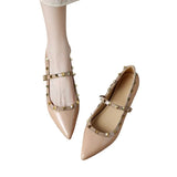 Bonnyshow  Pointed Toe Mary Janes Cover Heels Women Single Shoes Summer Fashion Female Pumps Rivet Buckle Strap Zapatos Mujer