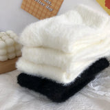 Bonnyshow Pure Color Plush Socks Women Winter Warm Mink Velvet Home Sleeping Sock Soft Thicken Thermal Fluffy Floor Socks Sox