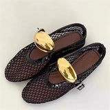 Bonnyshow  Summer Hollow Out Flat Mary Jane Shoes Women Comfort Soft Sole Slip On Ladies Outdoors Party Dress Shoes