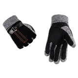 Bonnyshow Winter Men's Warm Gloves Genuine Suede Pig Leather Gloves Mittens Male Thick Bike Motorcycle Gloves Men Knitted Guantes