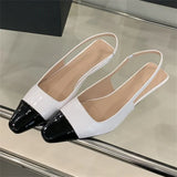Bonnyshow  New Design Mixed Color Pointed Toe Women Pumps Fashion Elegant Slingbacks Thin Low Heels Party Prom Mule Shoes
