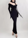 Bonnyshow Sexy Black Long Dress