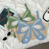 Bonnyshow Indie Aesthetic Butterfly Crochet Top