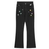 Bonnyshow Indie Aesthetic Flower Embroidery Jeans