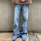 Bonnyshow Indie Aesthetic Flower Embroidery Jeans