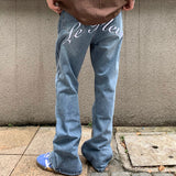 Bonnyshow Indie Aesthetic Flower Embroidery Jeans