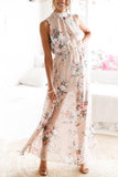 Bonnyshow Side Slit Pink Blended Maxi Dress