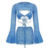Bonnyshow Beach Girl Crochet Top & Skirt Set
