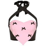 Bonnyshow Bow Heart Halter Top