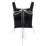 Bonnyshow Coquette Bow Pearl Bustier Top