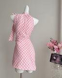 Bonnyshow Cottagecore Gingham Picnic Dress