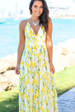 Bonnyshow Cross Back Boho Printed Maxi Beach Dress