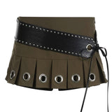 Bonnyshow Grunge Eyelet Pleated Micro Skirt