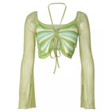 Bonnyshow Fairy Butterfly Halter Crop Top