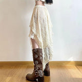 Bonnyshow Fairycore Asymmetrical Lace Skirt