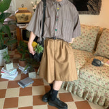 Bonnyshow Cottage Floral Embroidery Striped Shirt