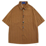 Bonnyshow Cottage Floral Embroidery Striped Shirt