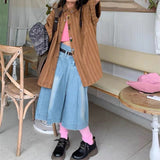 Bonnyshow Cottage Floral Embroidery Striped Shirt