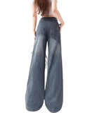 Bonnyshow Love Knot Knee-Heart Denim Pants