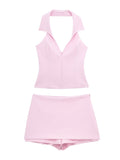 Bonnyshow Alanys Halter Top & Mini Skirt Set