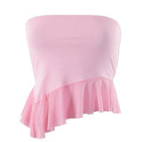 Bonnyshow Coquette Ruffle Tube Top